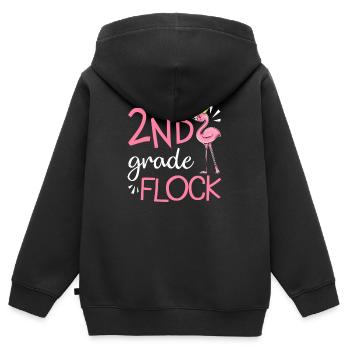 Flamingo Zurück zur Schule 2. Zweite Klasse Herde - Kinder Premium Organic Zip Hoodie - Schwarz - Hinten - AI Model Kid Male (0cm)