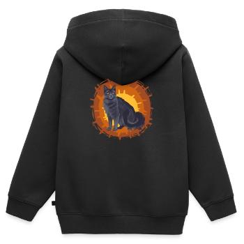 Grestreipe Graustreif Warrior Cats Graue Katze - Kinder Premium Organic Zip Hoodie - Schwarz - Hinten - AI Model Kid Male (0cm)