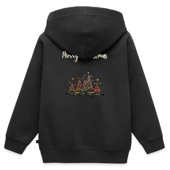 Merry Christmas Tree Design - Kids Premium Organic Zip-up Hoodie - black - Back - AI Model Kid Male (0cm)