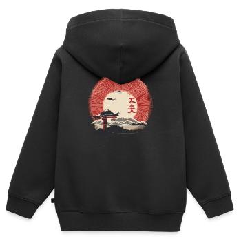 Ein Tempel vor der roten Sonne - Kinder Premium Organic Zip Hoodie - Schwarz - Hinten - AI Model Kid Male (0cm)
