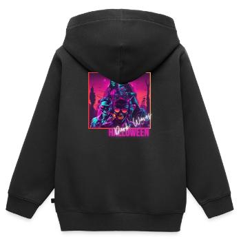 Vagues sombres - Sweat Premium à capuche zippé enfant bio - noir - Dos - AI Model Kid Male (0cm)
