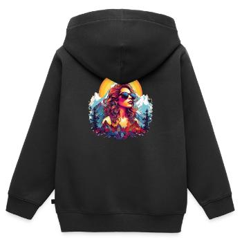 Wander Shirt mit Bergen und Natur Alpen Berg - Kinder Premium Organic Zip Hoodie - Schwarz - Hinten - AI Model Kid Male (0cm)