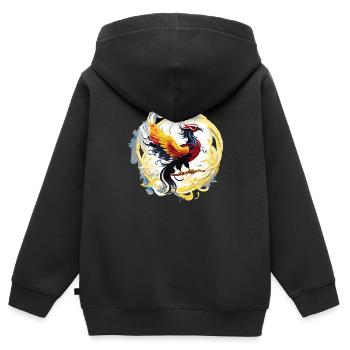 Flammender Phönix (Sammlung von Kunstwerken) - Kinder Premium Organic Zip Hoodie - Schwarz - Hinten - AI Model Kid Male (0cm)