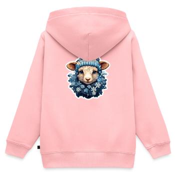 Moutons d’hiver - Sweat Premium à capuche zippé enfant bio - rose - Dos - AI Model Kid Female (0cm)
