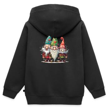 Drôles de Noël Gnomes & Gnomes - Sweat Premium à capuche zippé enfant bio - noir - Dos - AI Model Kid Male (0cm)