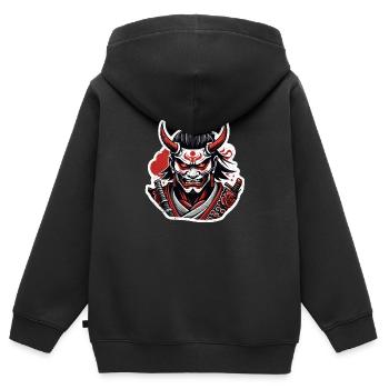guerrier samourai - japon - demon - Sweat Premium à capuche zippé enfant bio - noir - Dos - AI Model Kid Male (0cm)