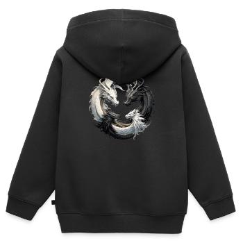 Ying Yang Drachen - Kinder Premium Organic Zip Hoodie - Schwarz - Hinten - AI Model Kid Male (0cm)