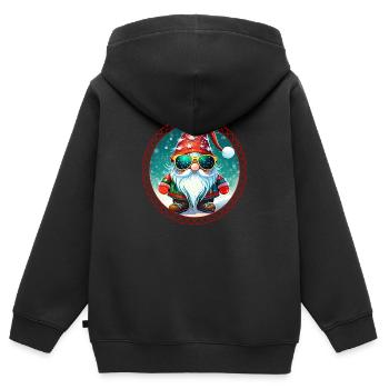Frecher Weihnachtswichtel mit Sonnenbrille - Kinder Premium Organic Zip Hoodie - Schwarz - Hinten - AI Model Kid Male (0cm)