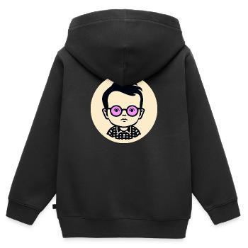 Der Kluge Nerd Junge - Kinder Premium Organic Zip Hoodie - Schwarz - Hinten - AI Model Kid Male (0cm)