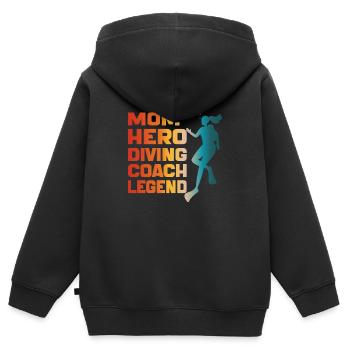Mom Hero Diving Coach Legend Funny Mom Diving Gift - Sweat Premium à capuche zippé enfant bio - noir - Dos - AI Model Kid Male (0cm)
