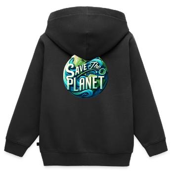 Save the planet - Kinder Premium Organic Zip Hoodie - Schwarz - Hinten - AI Model Kid Male (0cm)