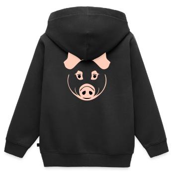 Schwein im Comic Stil - Kinder Premium Organic Zip Hoodie - Schwarz - Hinten - AI Model Kid Male (0cm)