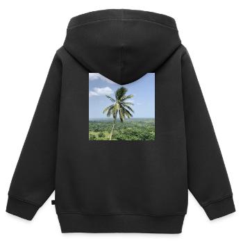 Palme - Kinder Premium Organic Zip Hoodie - Schwarz - Hinten - AI Model Kid Male (0cm)