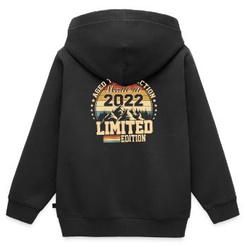 2022 anniversaire 2022 né en 2022 anniversaire - Sweat Premium à capuche zippé enfant bio - noir - Dos - AI Model Kid Male (0cm)