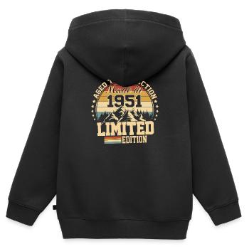 1951 anniversaire 1951 né en 1951 anniversaire - Sweat Premium à capuche zippé enfant bio - noir - Dos - AI Model Kid Male (0cm)