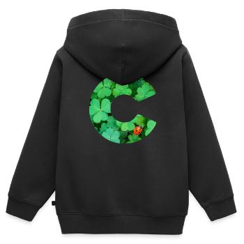 Trèfles C - Sweat Premium à capuche zippé enfant bio - noir - Dos - AI Model Kid Male (0cm)