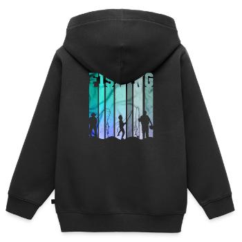fisch, fisch, angeln, see, meer, angeln, fauna, exotisch - Kinder Premium Organic Zip Hoodie - Schwarz - Hinten - AI Model Kid Male (0cm)