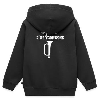 je peux pas j ai trombone - Sweat Premium à capuche zippé enfant bio - noir - Dos - AI Model Kid Male (0cm)