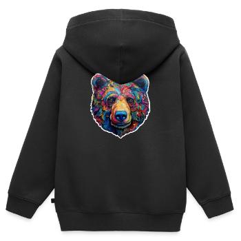Ours psychédélique - Sweat Premium à capuche zippé enfant bio - noir - Dos - AI Model Kid Male (0cm)