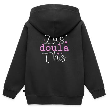 Let's Doula this - Kinder Premium Organic Zip Hoodie - Schwarz - Hinten - AI Model Kid Male (0cm)