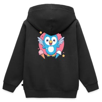 Bird loves ice cream - Kids Premium Organic Zip-up Hoodie - black - Back - AI Model Kid Male (0cm)