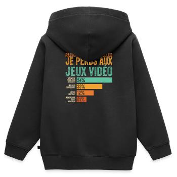 Gamer, ich verliere bei Videospielen - Kinder Premium Organic Zip Hoodie - Schwarz - Hinten - AI Model Kid Male (0cm)