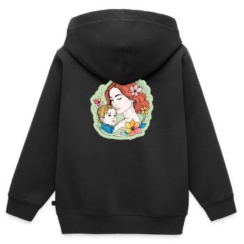 Mutter Kind Muttertagsmotiv - Kinder Premium Organic Zip Hoodie - Schwarz - Hinten - AI Model Kid Male (0cm)