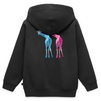 Giraffen lassen es krachen - Kinder Premium Organic Zip Hoodie - Schwarz - Hinten - AI Model Kid Male (0cm)