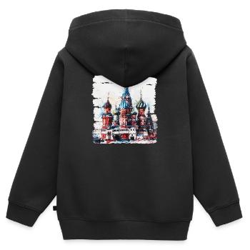Die Basilius-Kathedrale, ein berühmtes Wahrzeichen - Kinder Premium Organic Zip Hoodie - Schwarz - Hinten - AI Model Kid Male (0cm)