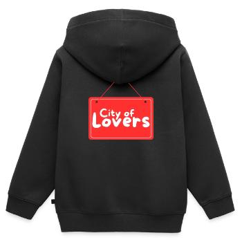 Stadt der Verliebten - Kinder Premium Organic Zip Hoodie - Schwarz - Hinten - AI Model Kid Male (0cm)