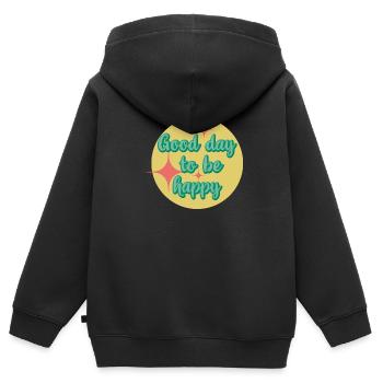 Good day to be happy - Sweat Premium à capuche zippé enfant bio - noir - Dos - AI Model Kid Male (0cm)