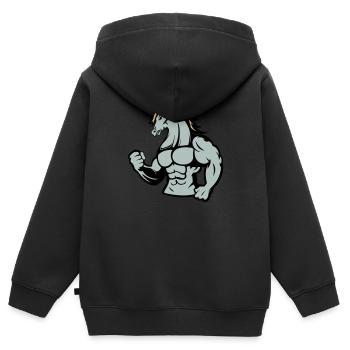 Cheval Fort - Sweat Premium à capuche zippé enfant bio - noir - Dos - AI Model Kid Male (0cm)