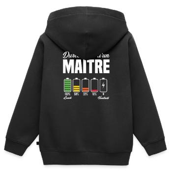 Maitre D'école Pour Fin D'année Scolaire - Sweat Premium à capuche zippé enfant bio - noir - Dos - AI Model Kid Male (0cm)