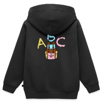 ABC avec sac à dos - Sweat Premium à capuche zippé enfant bio - noir - Dos - AI Model Kid Male (0cm)