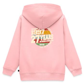1997 Vintage Retro Classique 27 ans - Sweat Premium à capuche zippé enfant bio - rose - Dos - AI Model Kid Female (0cm)