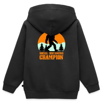 big foot social distancing - Kinder Premium Organic Zip Hoodie - Schwarz - Hinten - AI Model Kid Male (0cm)