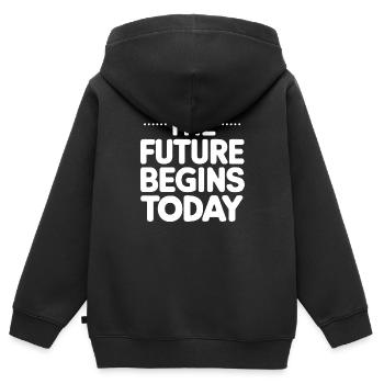 zurück in die Schule - Kinder Premium Organic Zip Hoodie - Schwarz - Hinten - AI Model Kid Male (0cm)