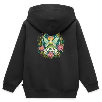 Jungfrau Fee - Kinder Premium Organic Zip Hoodie - Schwarz - Hinten - AI Model Kid Male (0cm)