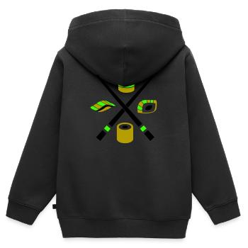 sushi - Sweat Premium à capuche zippé enfant bio - noir - Dos - AI Model Kid Male (0cm)