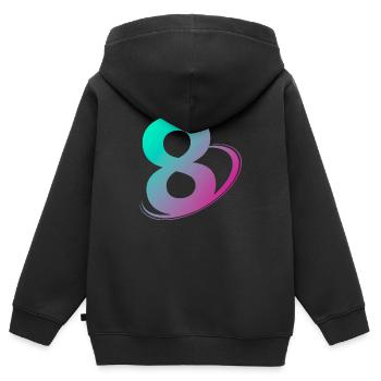 Nummer 8 mehrfarbig - Kinder Premium Organic Zip Hoodie - Schwarz - Hinten - AI Model Kid Male (0cm)