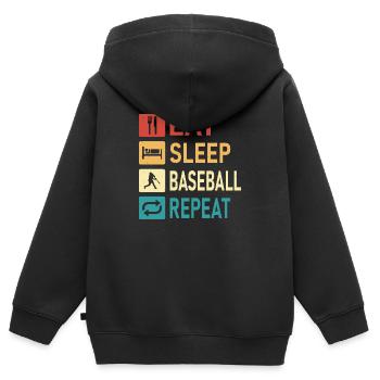 Manger dormir Baseball Répéter Sport Fan Softball - Sweat Premium à capuche zippé enfant bio - noir - Dos - AI Model Kid Male (0cm)