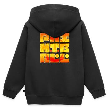 Paintball 3x3 Tiki Buchstaben mit tropischen Bäumen - Kinder Premium Organic Zip Hoodie - Schwarz - Hinten - AI Model Kid Male (0cm)