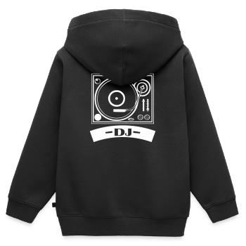 turntable dj - Kinder Premium Organic Zip Hoodie - Schwarz - Hinten - AI Model Kid Male (0cm)