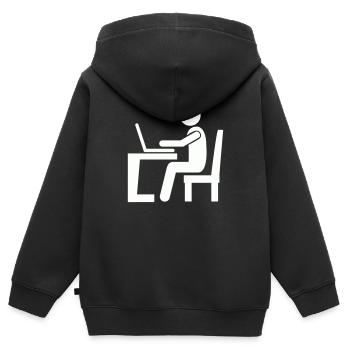 Bureau de travail - Sweat Premium à capuche zippé enfant bio - noir - Dos - AI Model Kid Male (0cm)