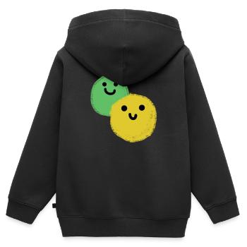 Deux boules - Sweat Premium à capuche zippé enfant bio - noir - Dos - AI Model Kid Male (0cm)