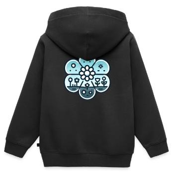 Blumenwiese blaugrün - Kinder Premium Organic Zip Hoodie - Schwarz - Hinten - AI Model Kid Male (0cm)