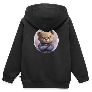 Ober-Teddy : Courageux et déterminé - Sweat Premium à capuche zippé enfant bio - noir - Dos - AI Model Kid Male (0cm)