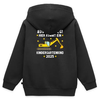 Aus Dem Weg Kindergartenkind Bagger 2025 - Kinder Premium Organic Zip Hoodie - Schwarz - Hinten - AI Model Kid Male (0cm)