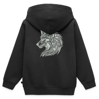 Wolf Tribal - Kinder Premium Organic Zip Hoodie - Schwarz - Hinten - AI Model Kid Male (0cm)