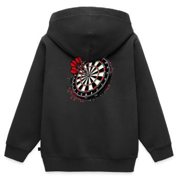 Darts 3D Sport Dartboard Dartscheibe - Kinder Premium Organic Zip Hoodie - Schwarz - Hinten - AI Model Kid Male (0cm)